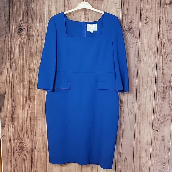 ✅️ L.K. Bennett Blue Ivor Sheath, Sz 14 - Picture 4 of 10